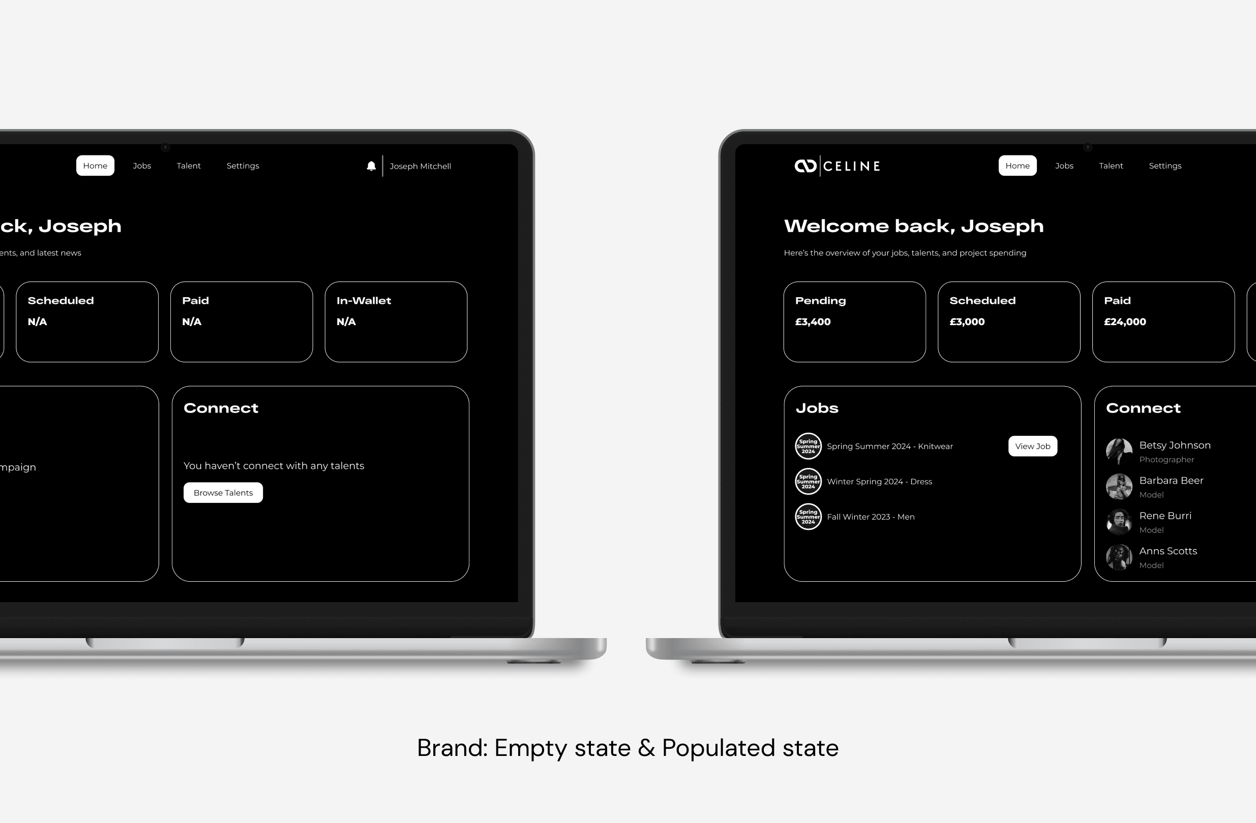 Brand- empty and populated states