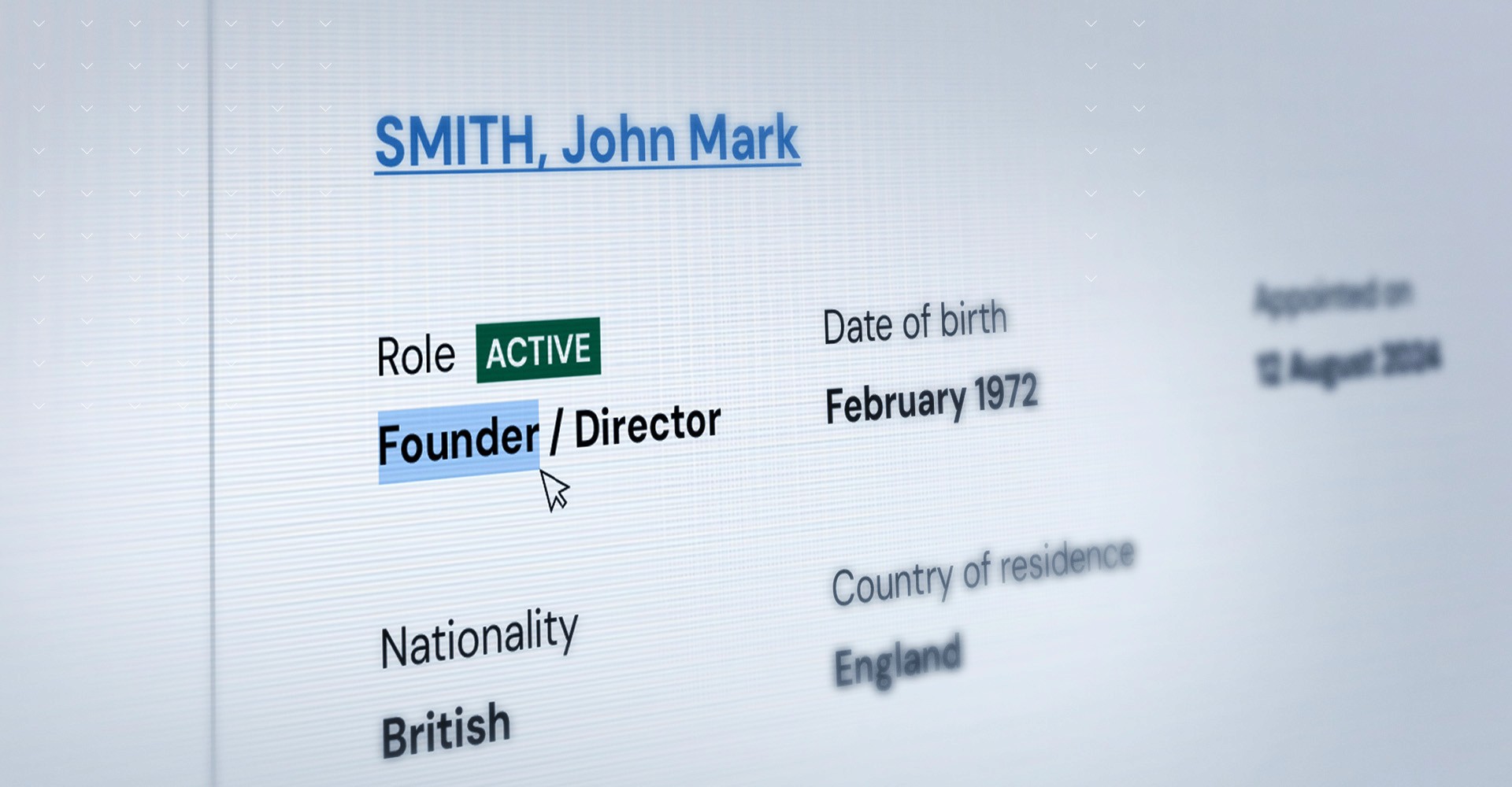 View of companies house and director list
