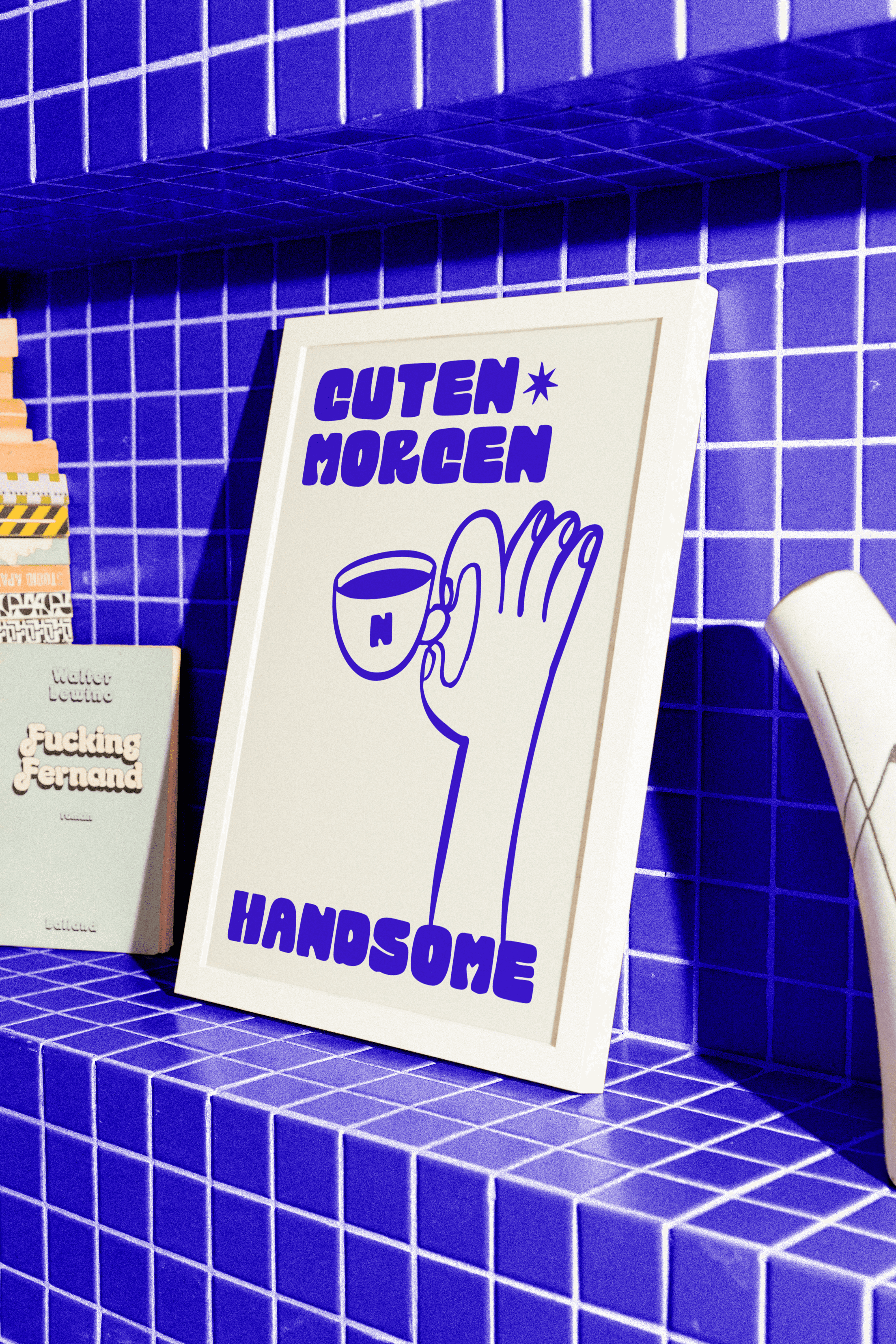 Coffee bar with espresso machine and green concrete wallTall, open restaurant venue with wood tables and chairs