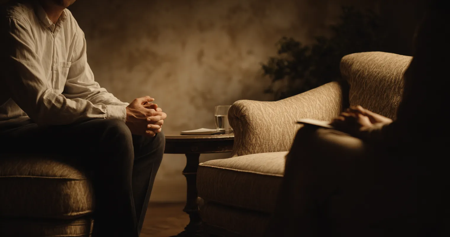 Man sitting at counseling chair