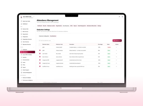 Deduction Management & Configuration