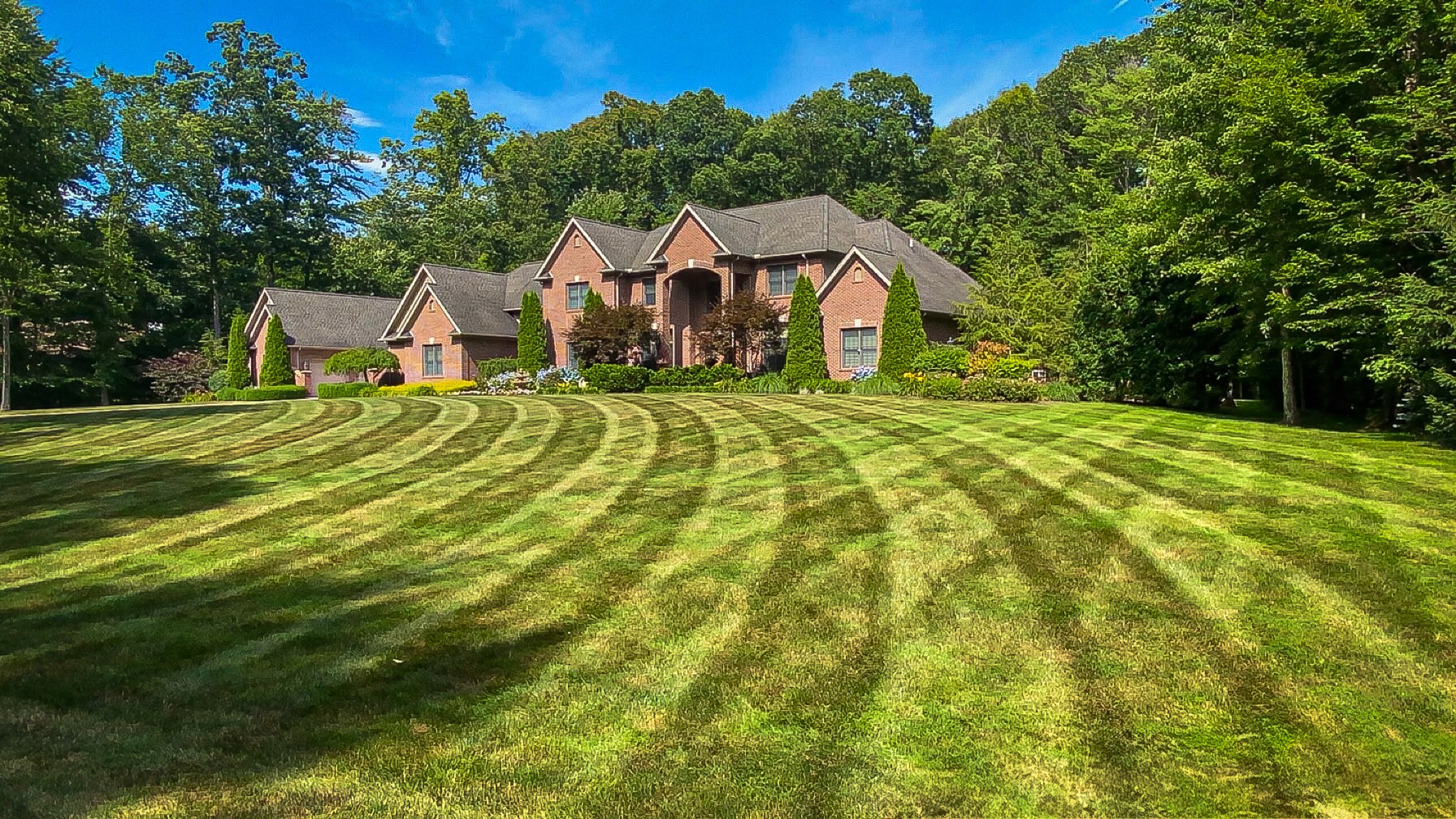 Large freshly mowed property