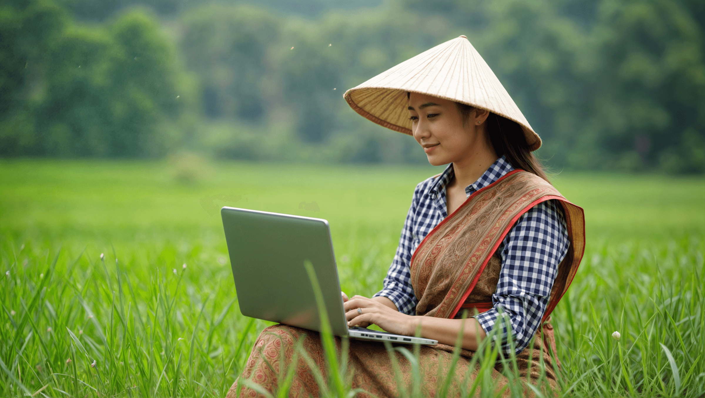 farm woman on laptop