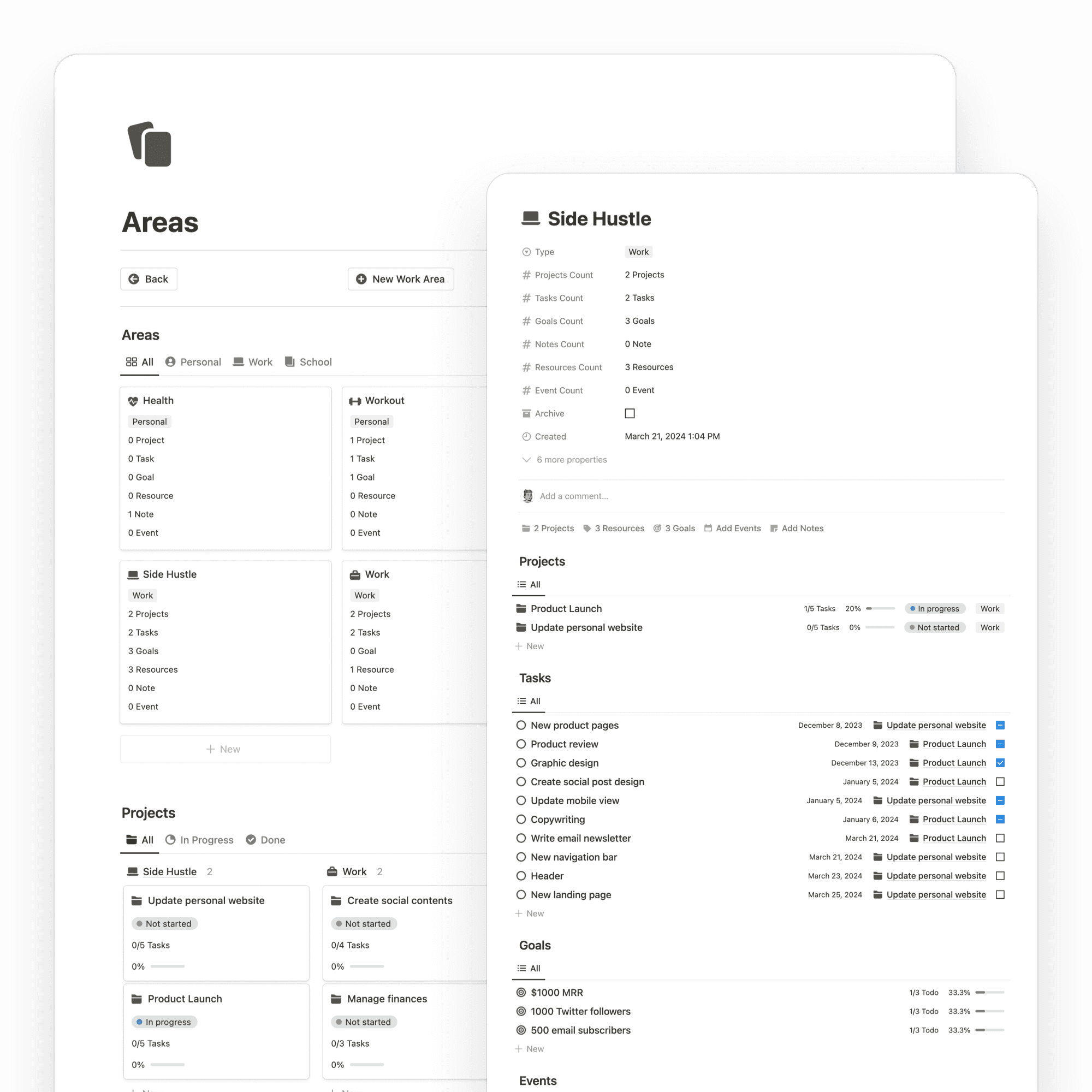 Second Brain Life OS Notion Template