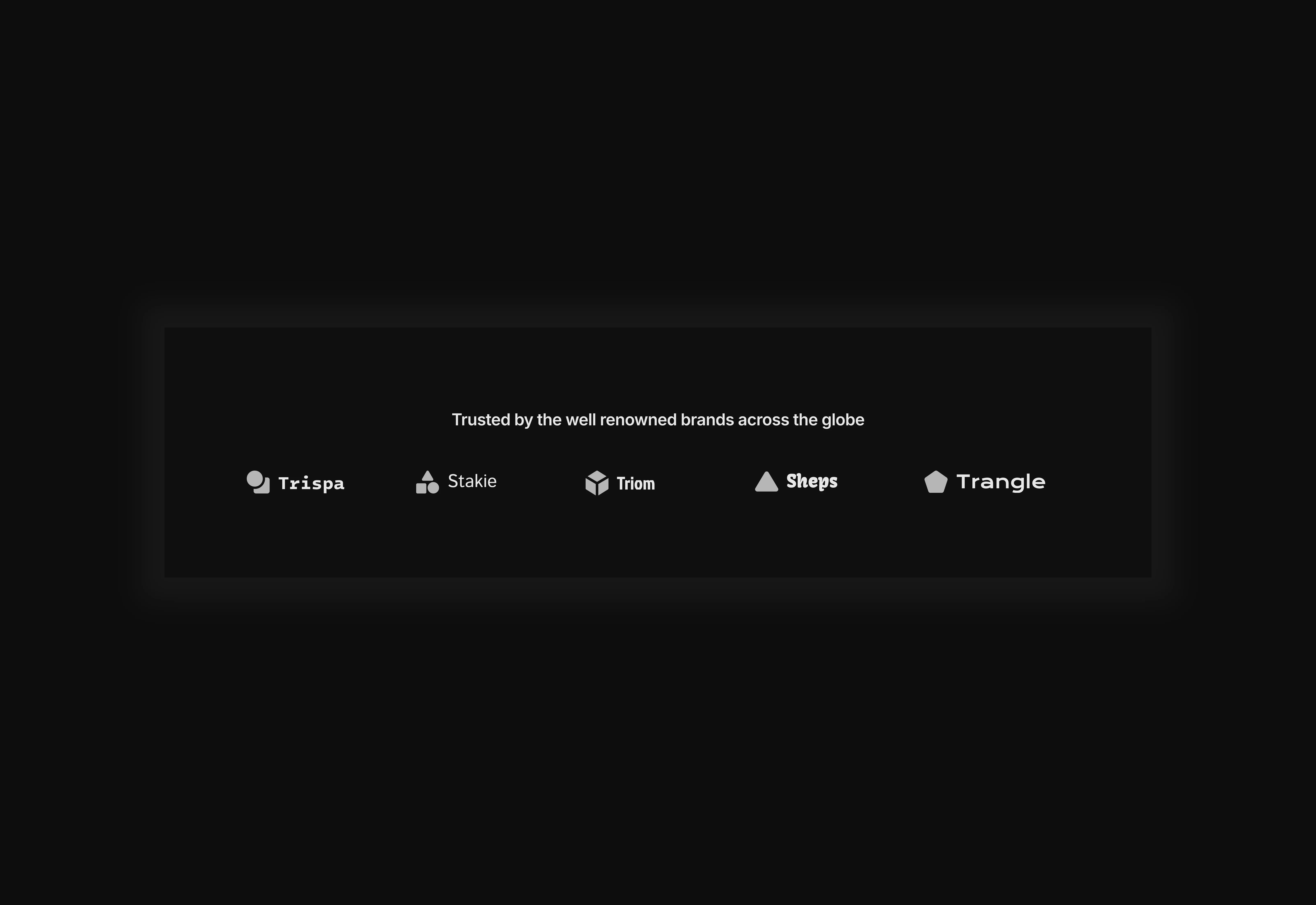 A dark themed logo cloud UI for desktop devices.