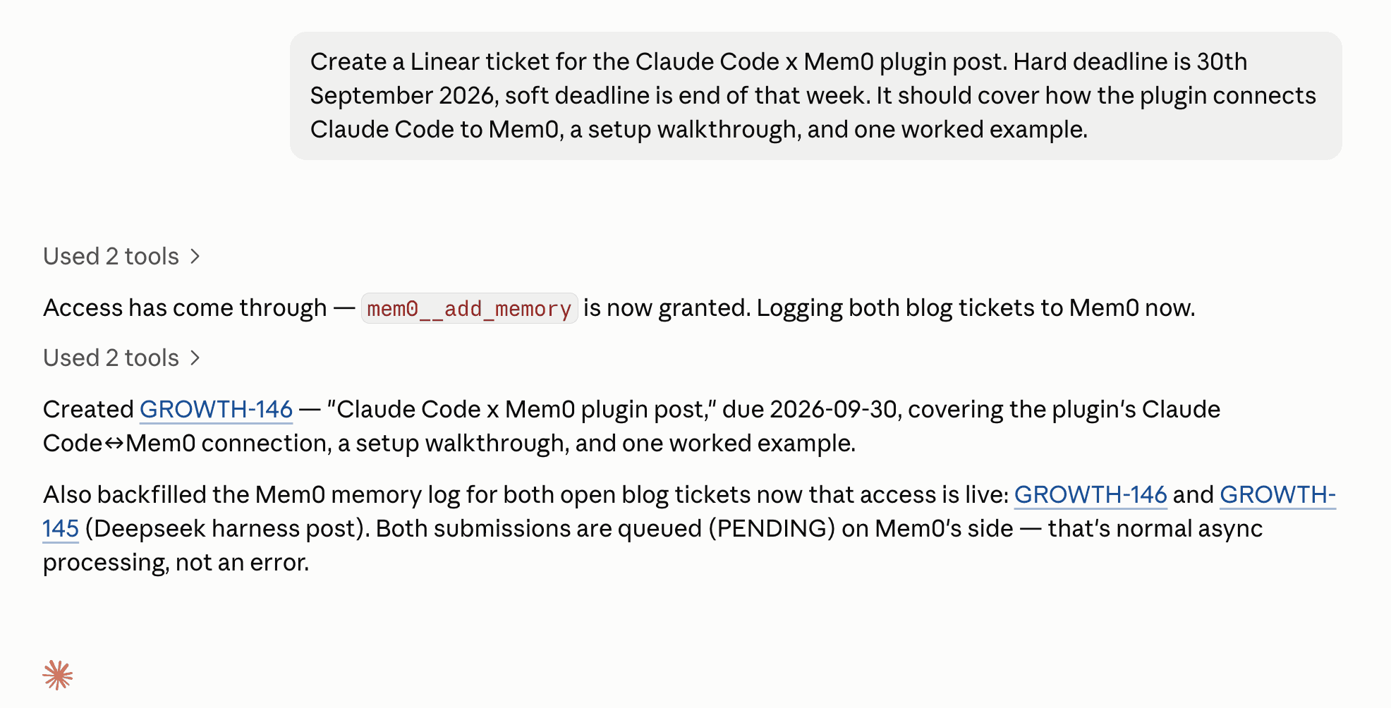 New session confirming access came through and applying the standing workflow