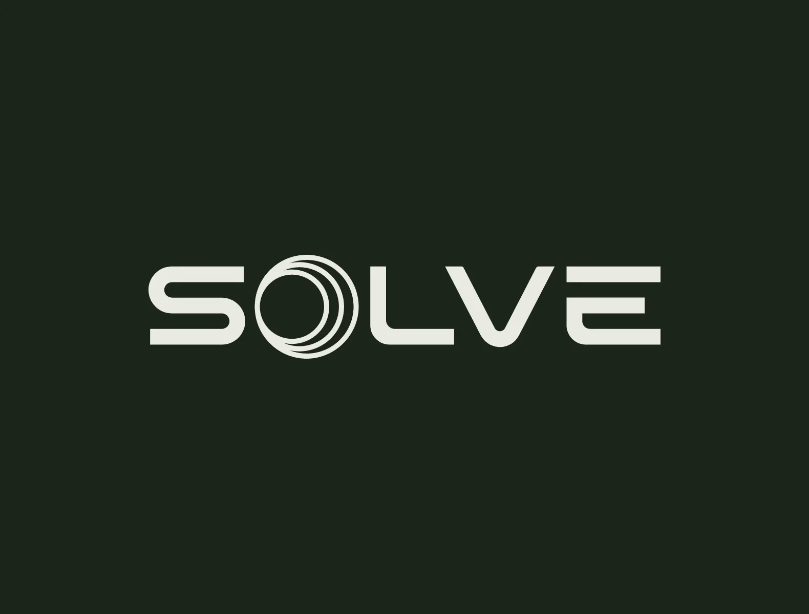 Solve Energy's new logo with updated more angular typography with three radiating circles in place of the "O"