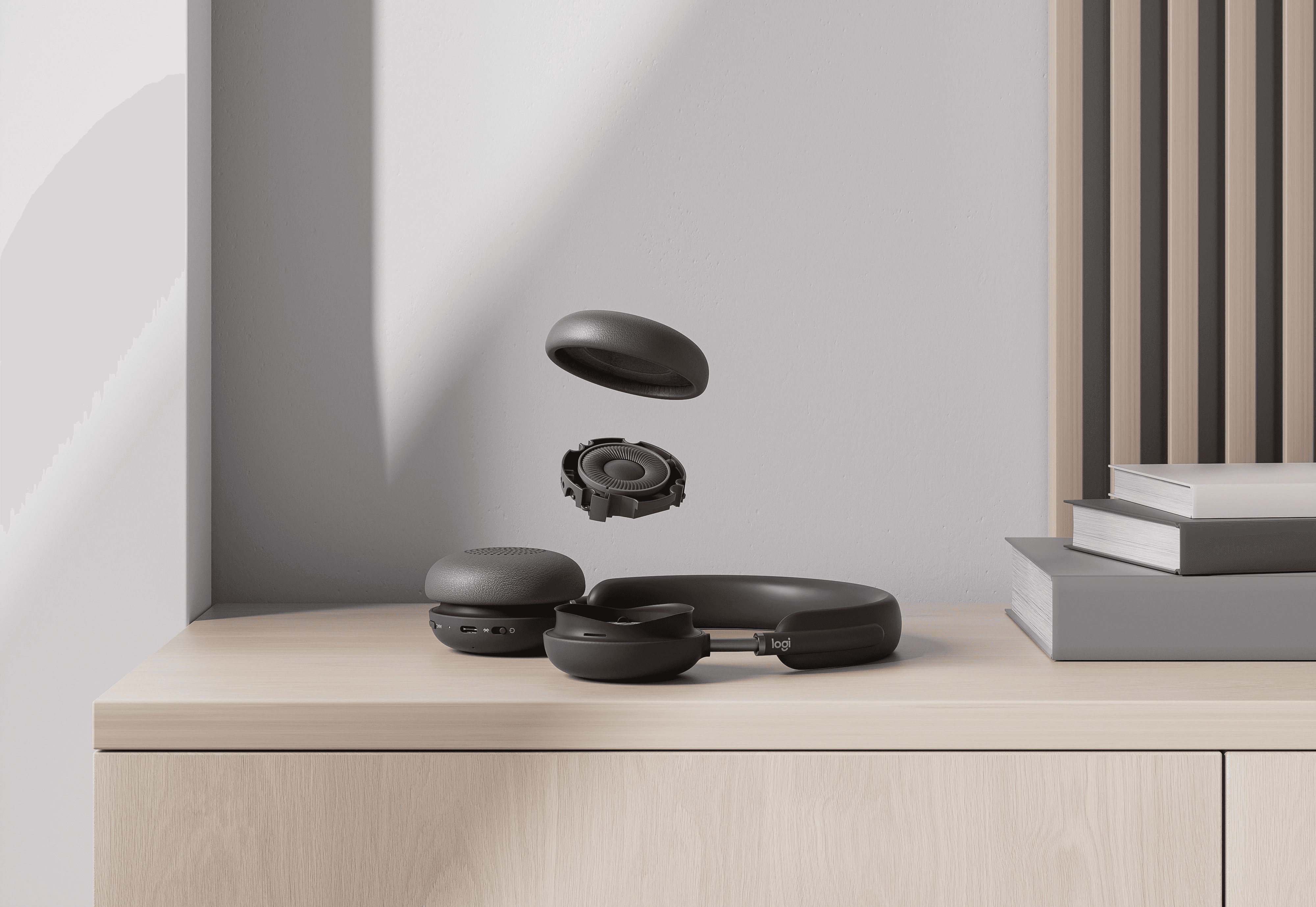 3D render of an IT manager’s office with focus on the storage cabinet behind the desk