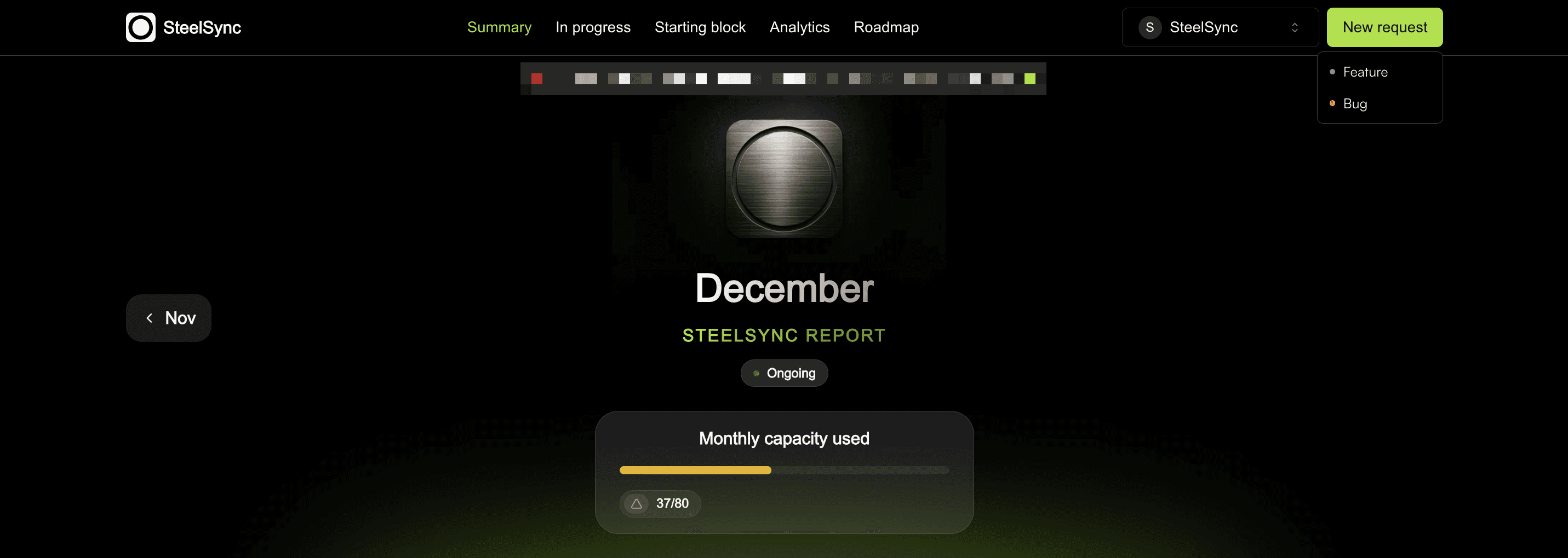Product illustration of SteelSync.io showing the feture requests and bug reports automation