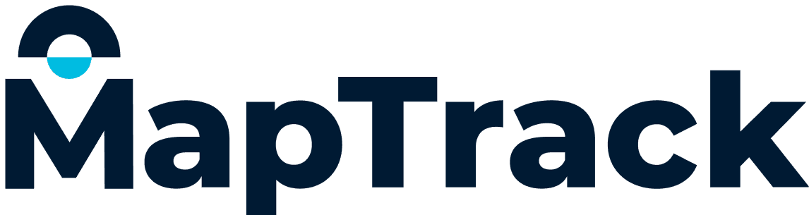 MapTrack asset tracking dashboard showing live QR asset registry