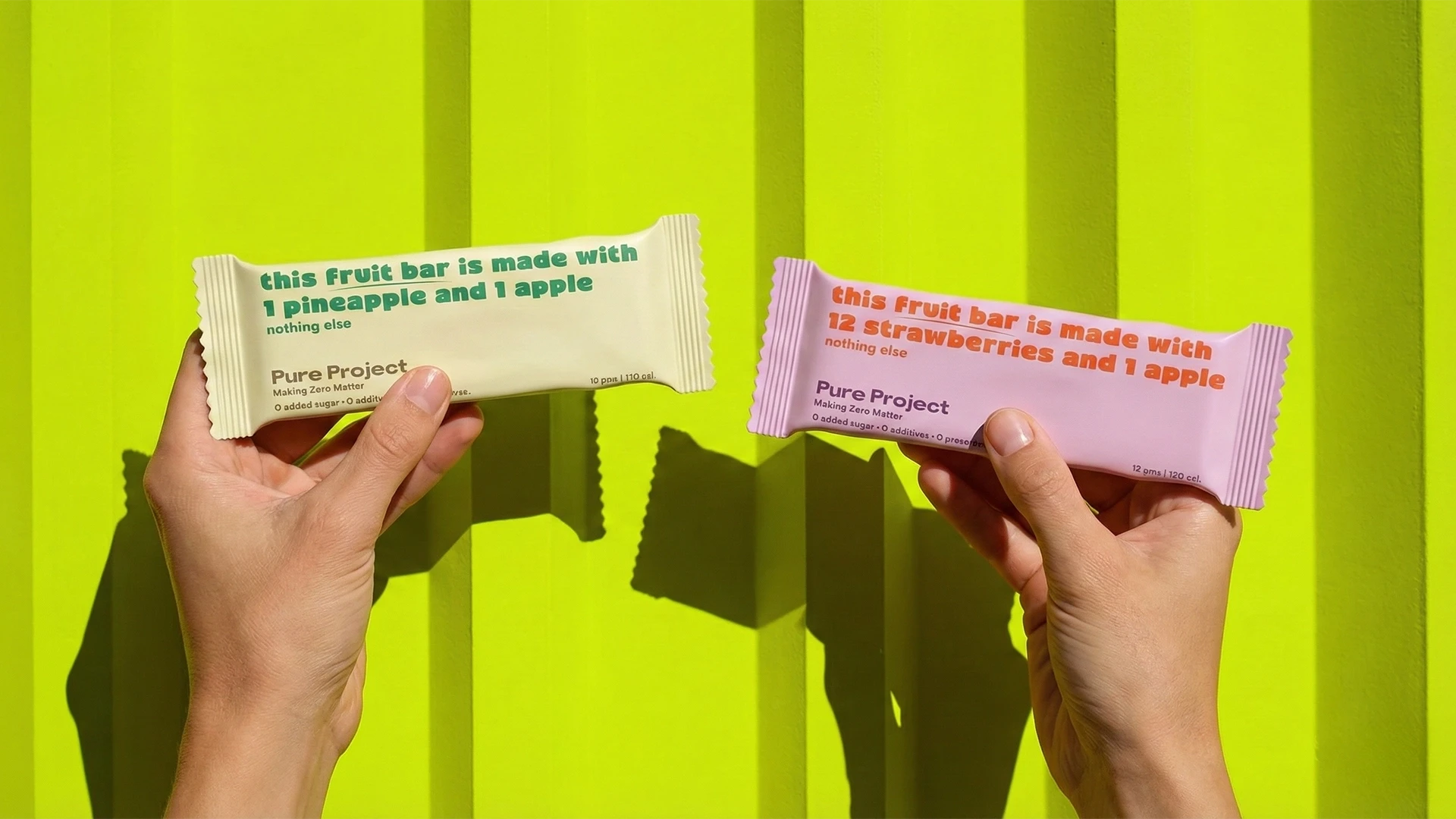 All-natural fruit bar packaging designed for Pure Project