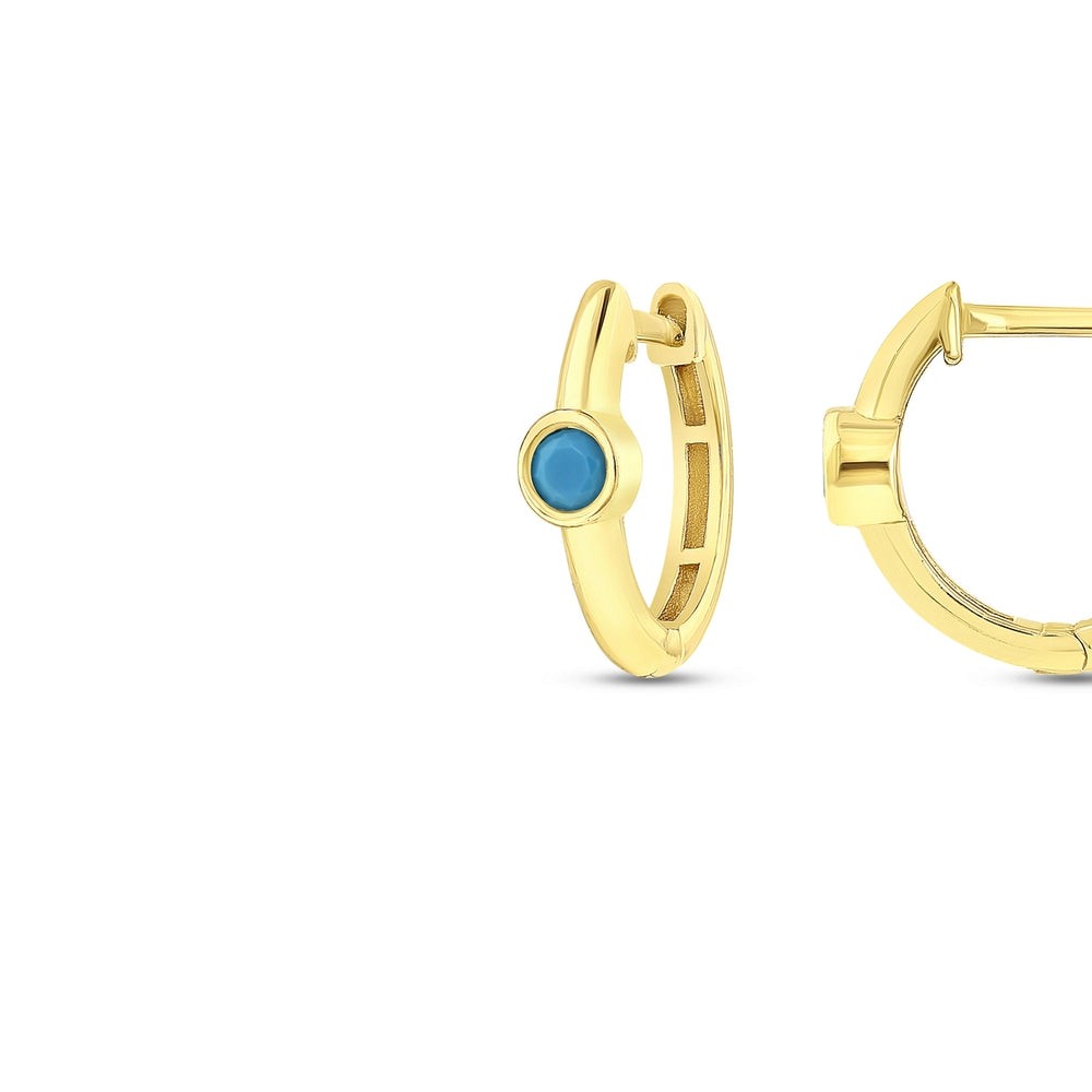 Assos Pırlanta 14 Ayar Altın Mavi Taşlı Şık Çocuk Küpesi