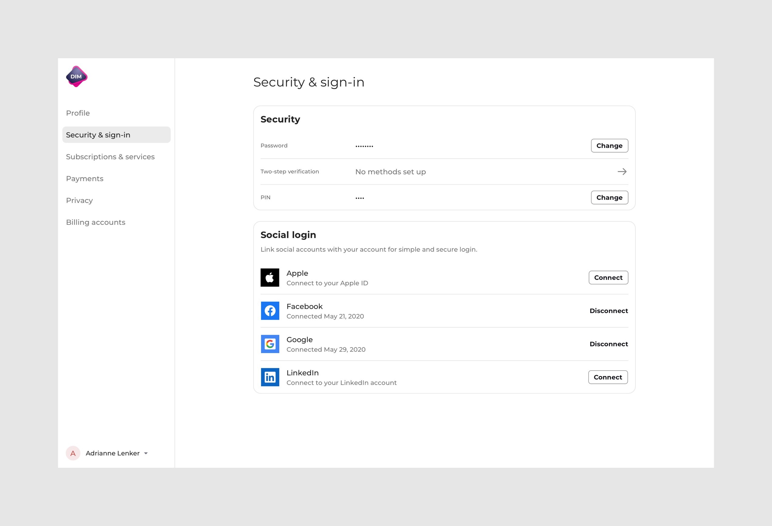 Security (light theme, desktop).