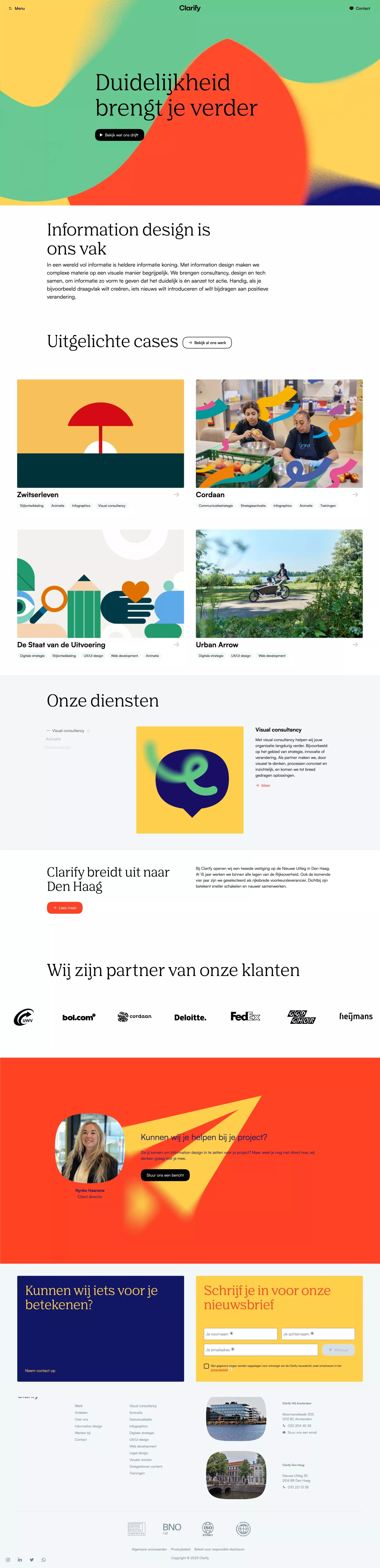 Clarify portfolio page screenshot showcasing Design and Tech design