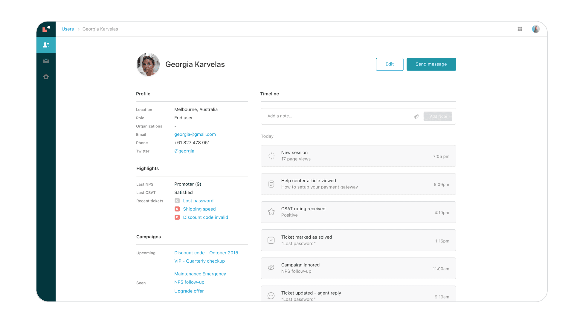 User profile B