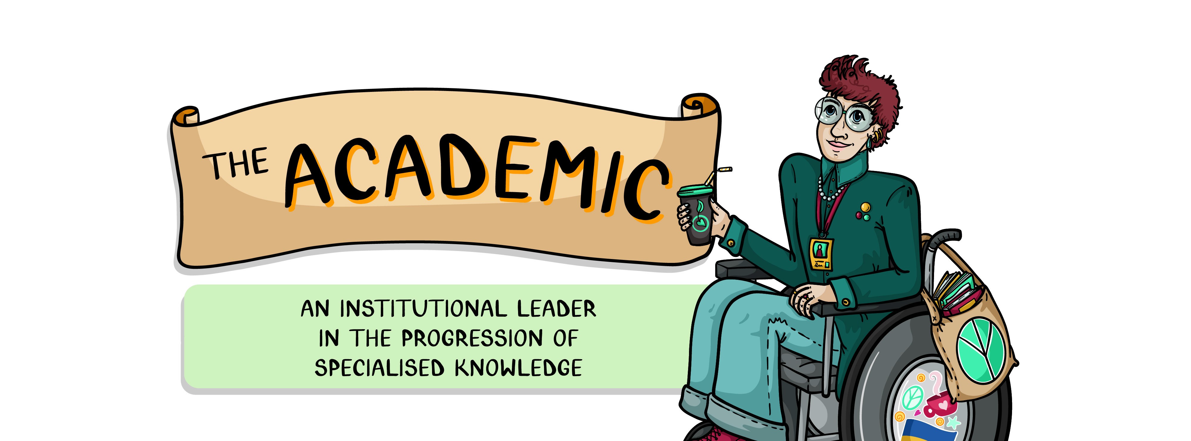 Bespoke hand-drawn digital image of an Academic. Created by Inky Thinking 