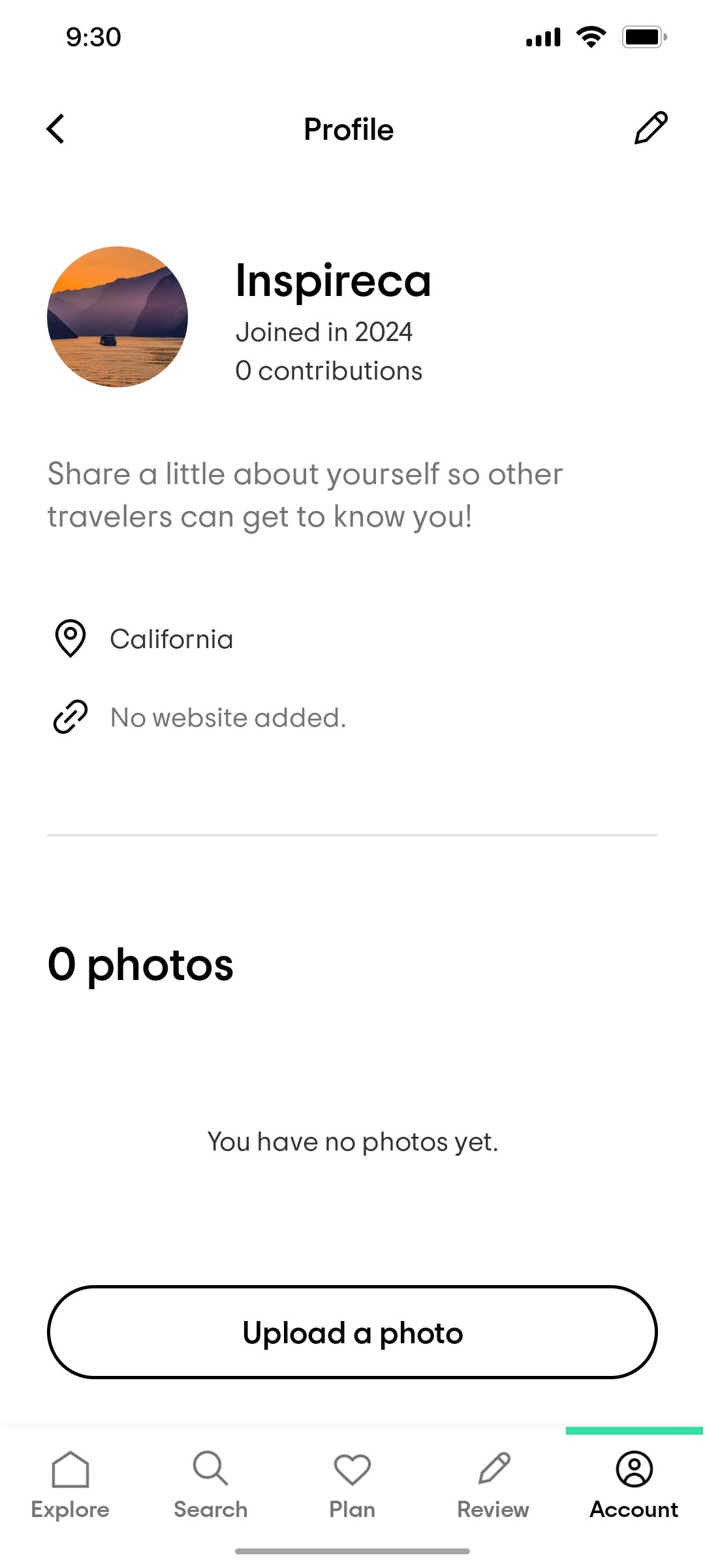 Tripadvisor Profile Page Screen