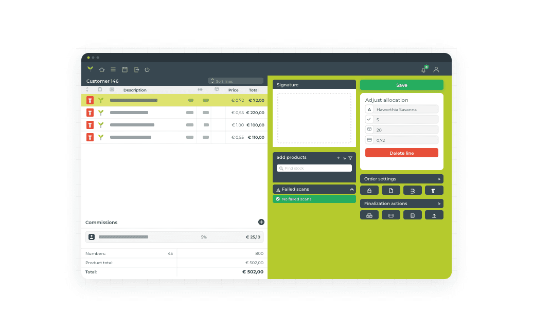 Visual preview of the cash register system