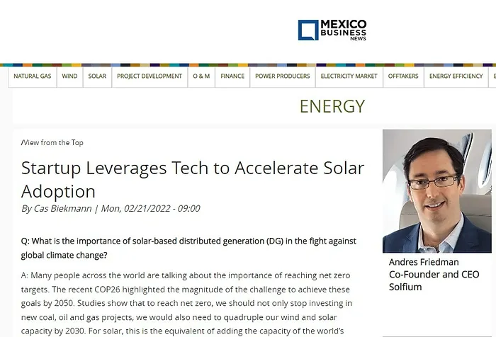 La Historia de Solfium en Energía México - Mexico Business News_Paneles solares Solfium en Mexico