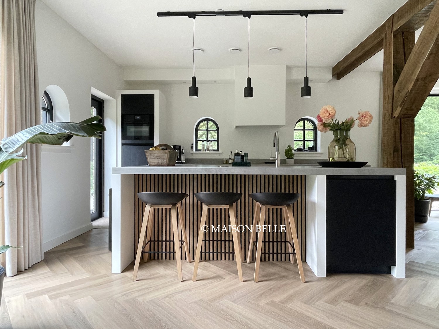 keukenbar lattenwand 