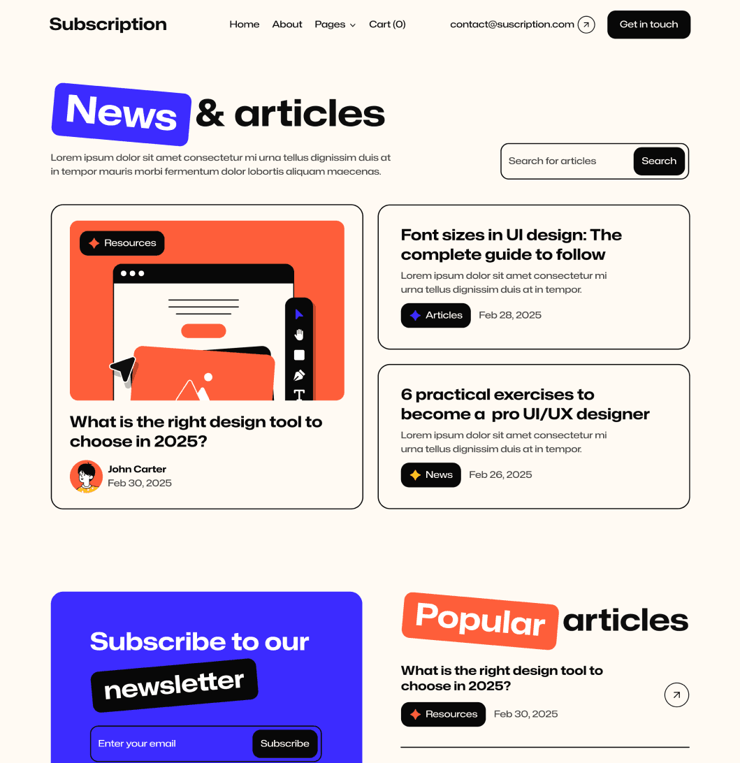Subscription X - Blog V2 Page - Design Subscription Agency Framer Template