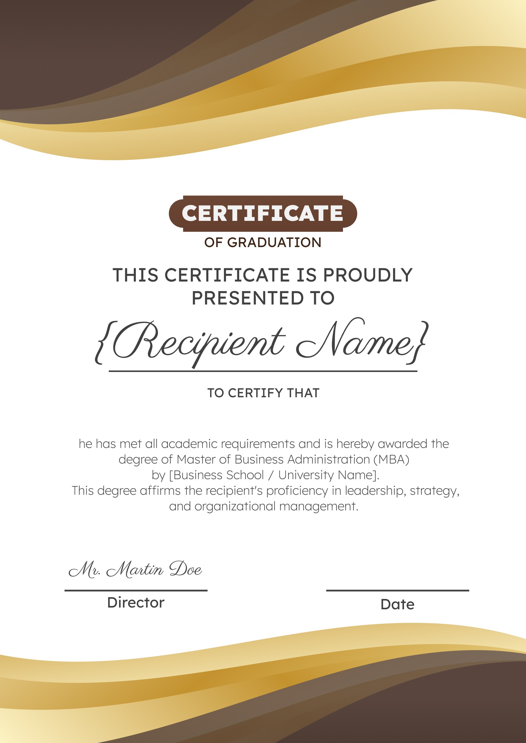 Wauld - Modern professional graduation certificate template
