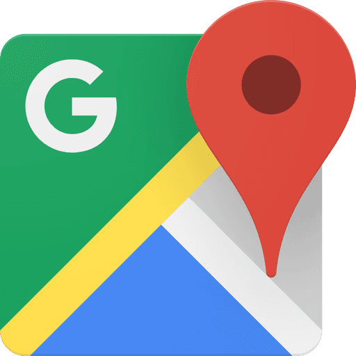 Google Maps logo featuring a colorful map design with a red location pin.