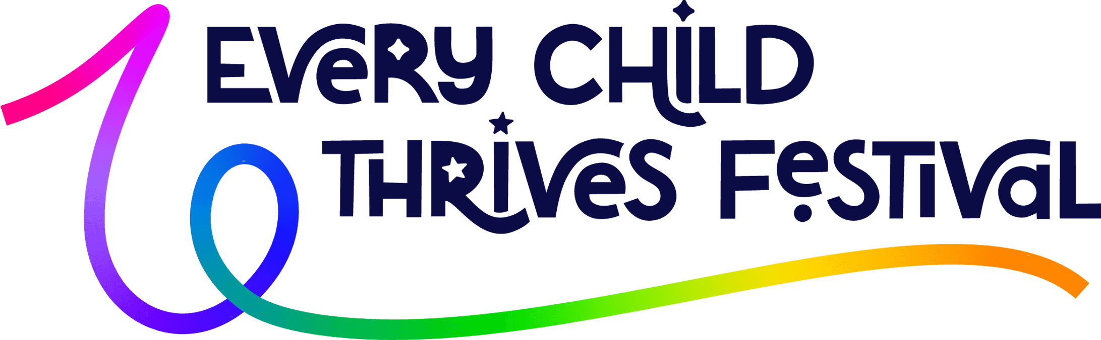 Logotipo del Festival Every Child Thrives 2026 con diseño de cinta colorida