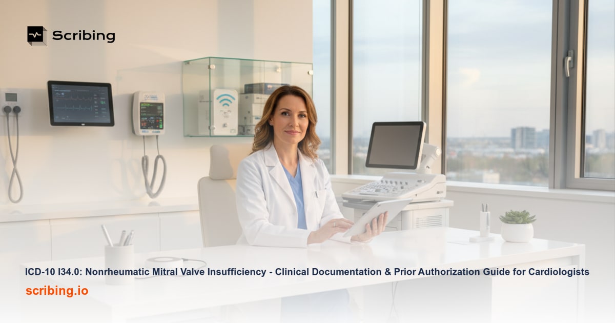 Clinical guide to ICD-10 I34.0 nonrheumatic mitral valve insufficiency documentation and prior authorization for cardiologists