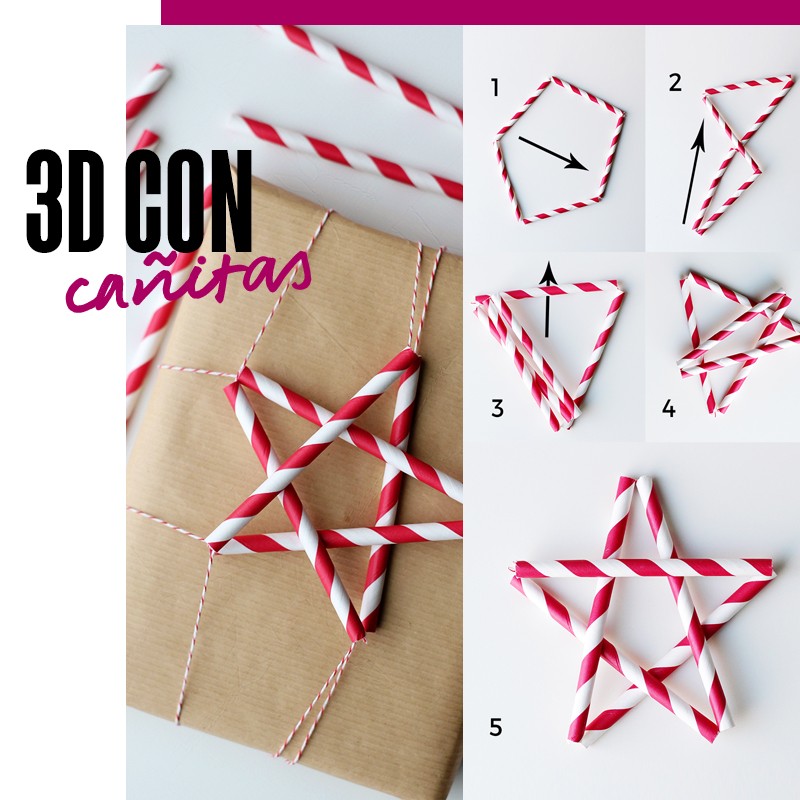 Envolturas de regalos de navidad - 3D con cañitas | Fuente: Google Images