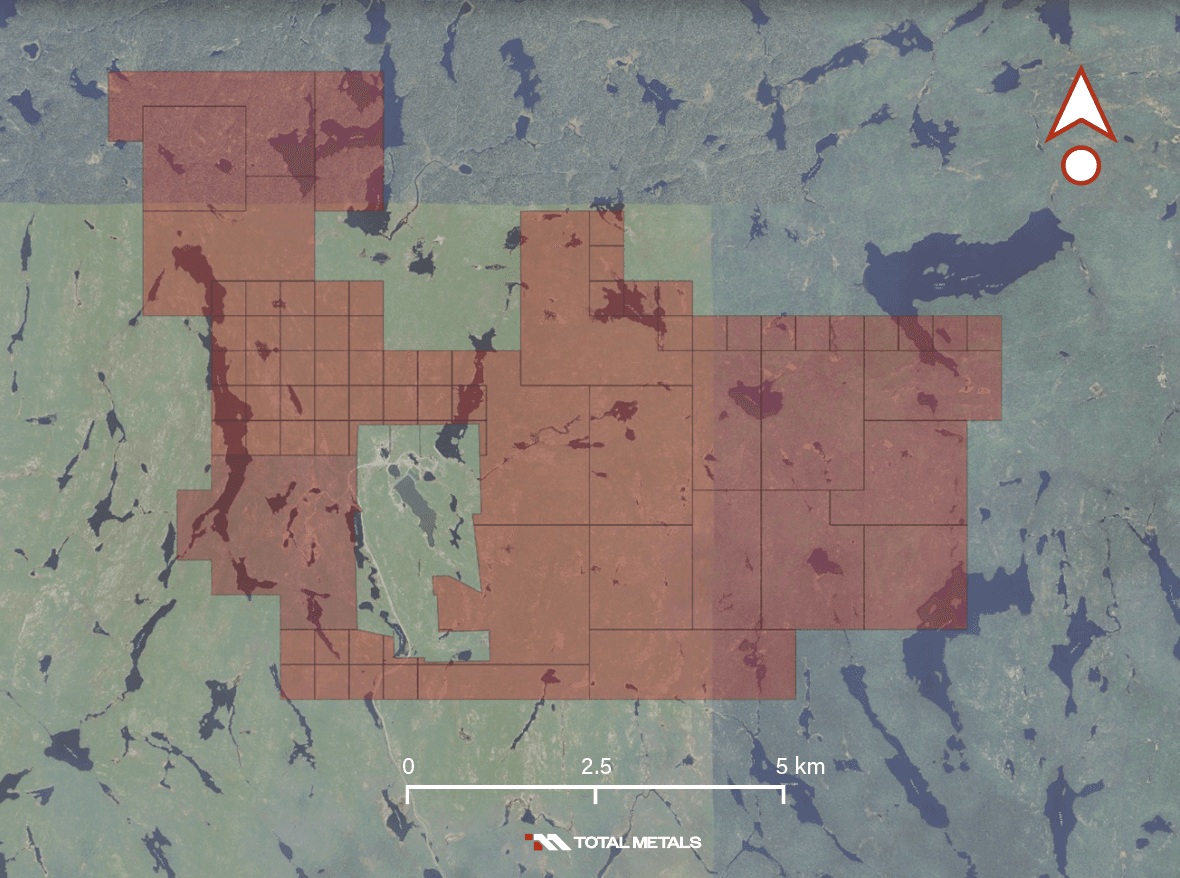 Map of Great Lakes with an arrow pointing towards Red Lake