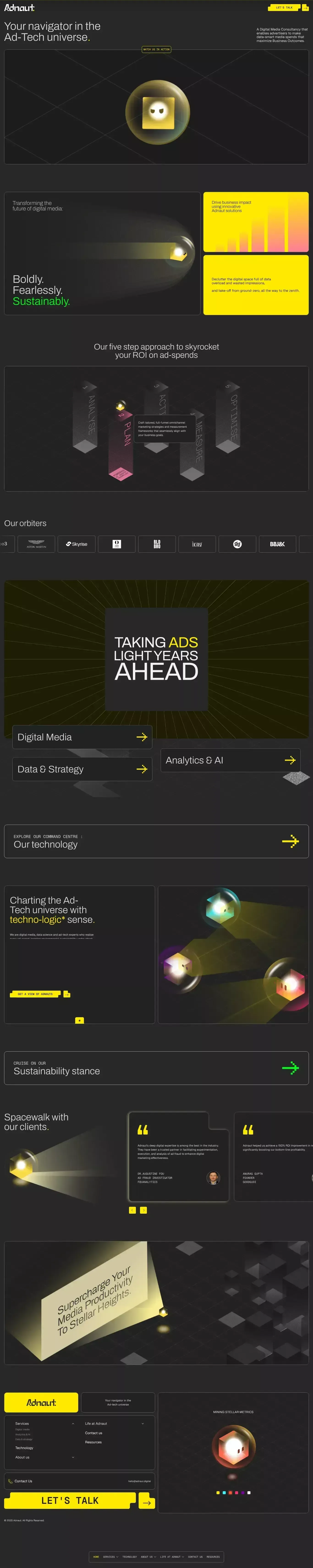 Adnaut portfolio page screenshot showcasing Marketing and Tech design