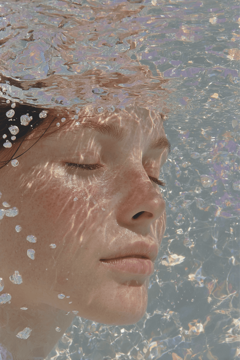Woman underwater for a product campaign shot