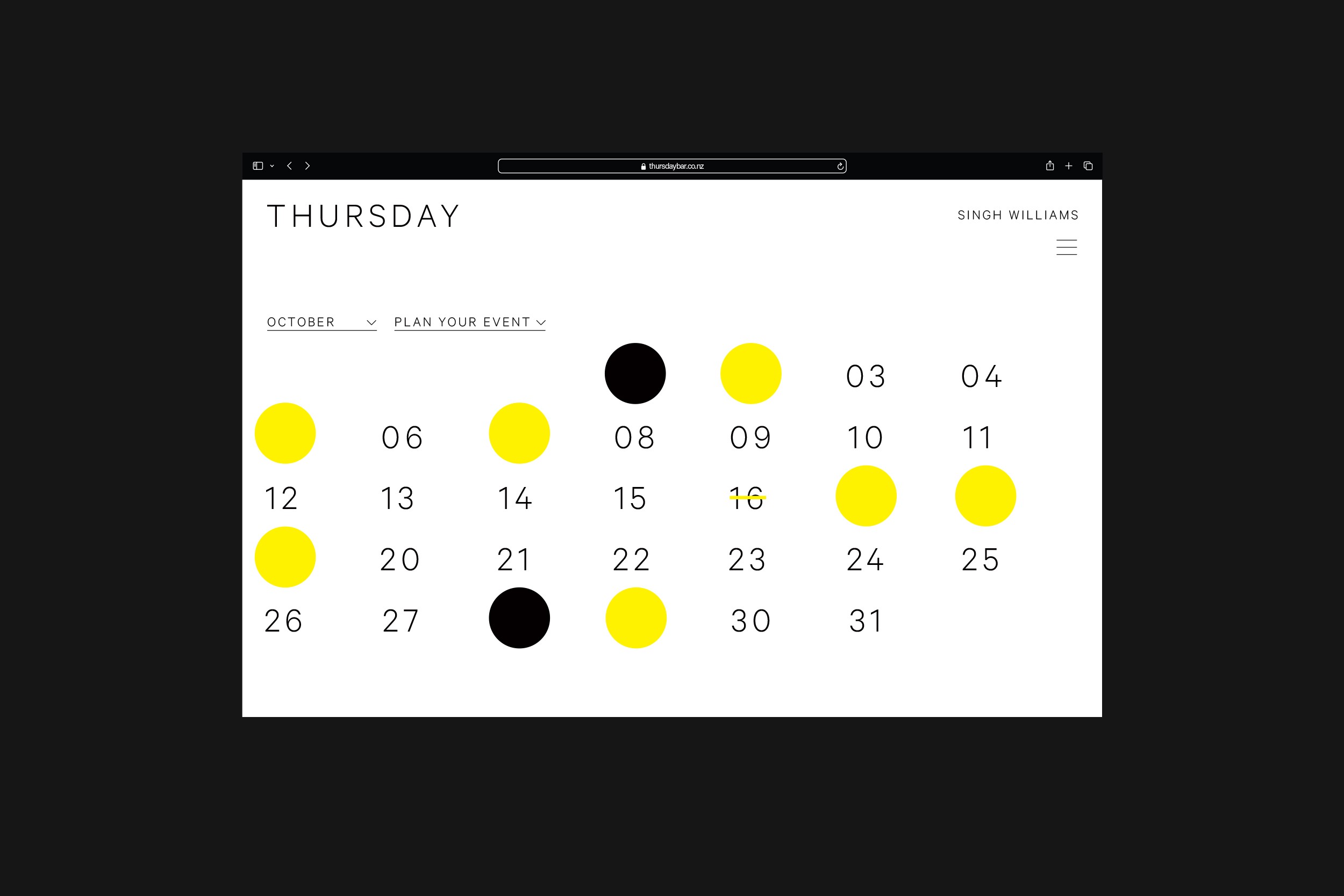Thursday Website Members Portal Booking Page