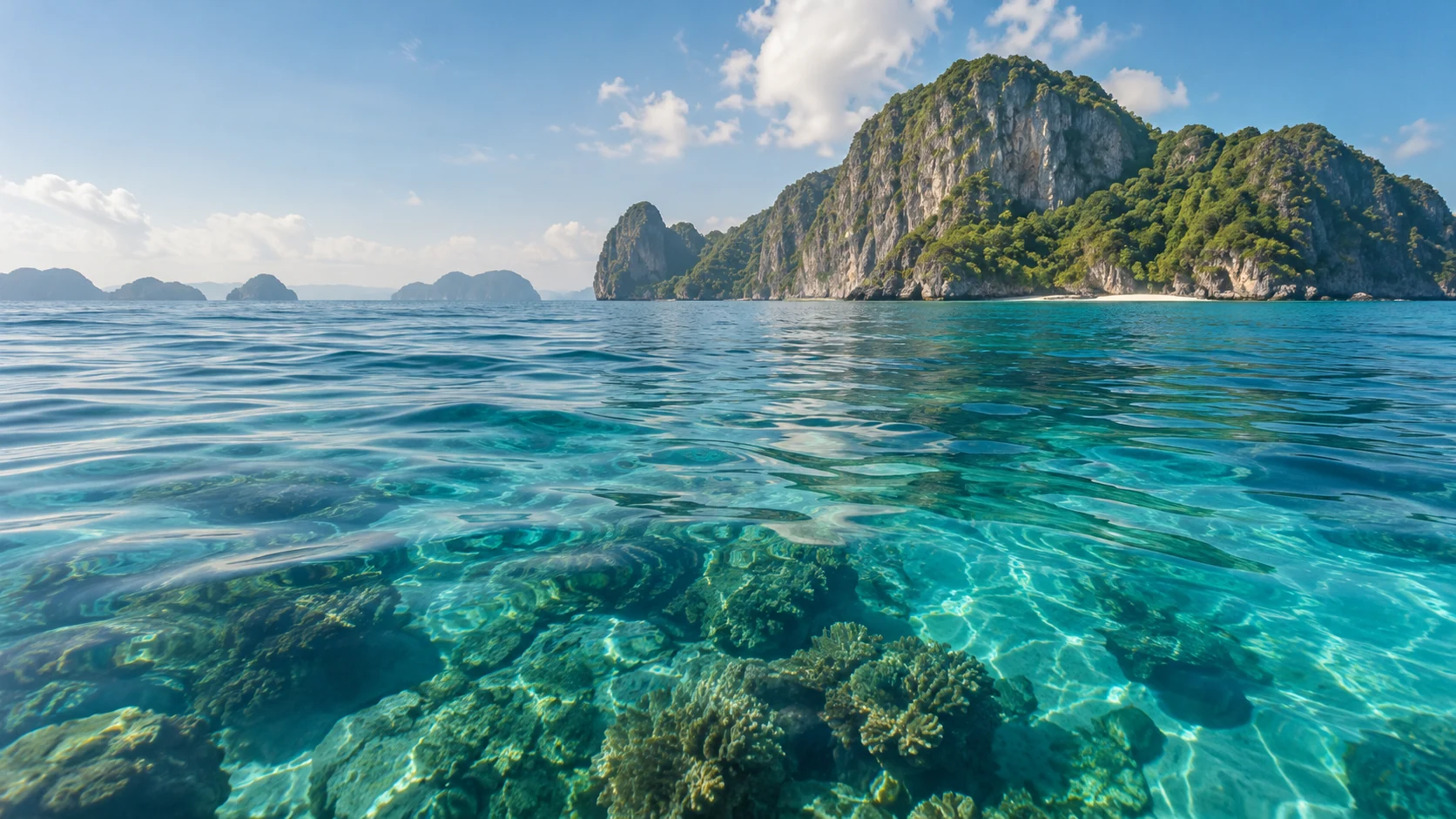 Along the islands