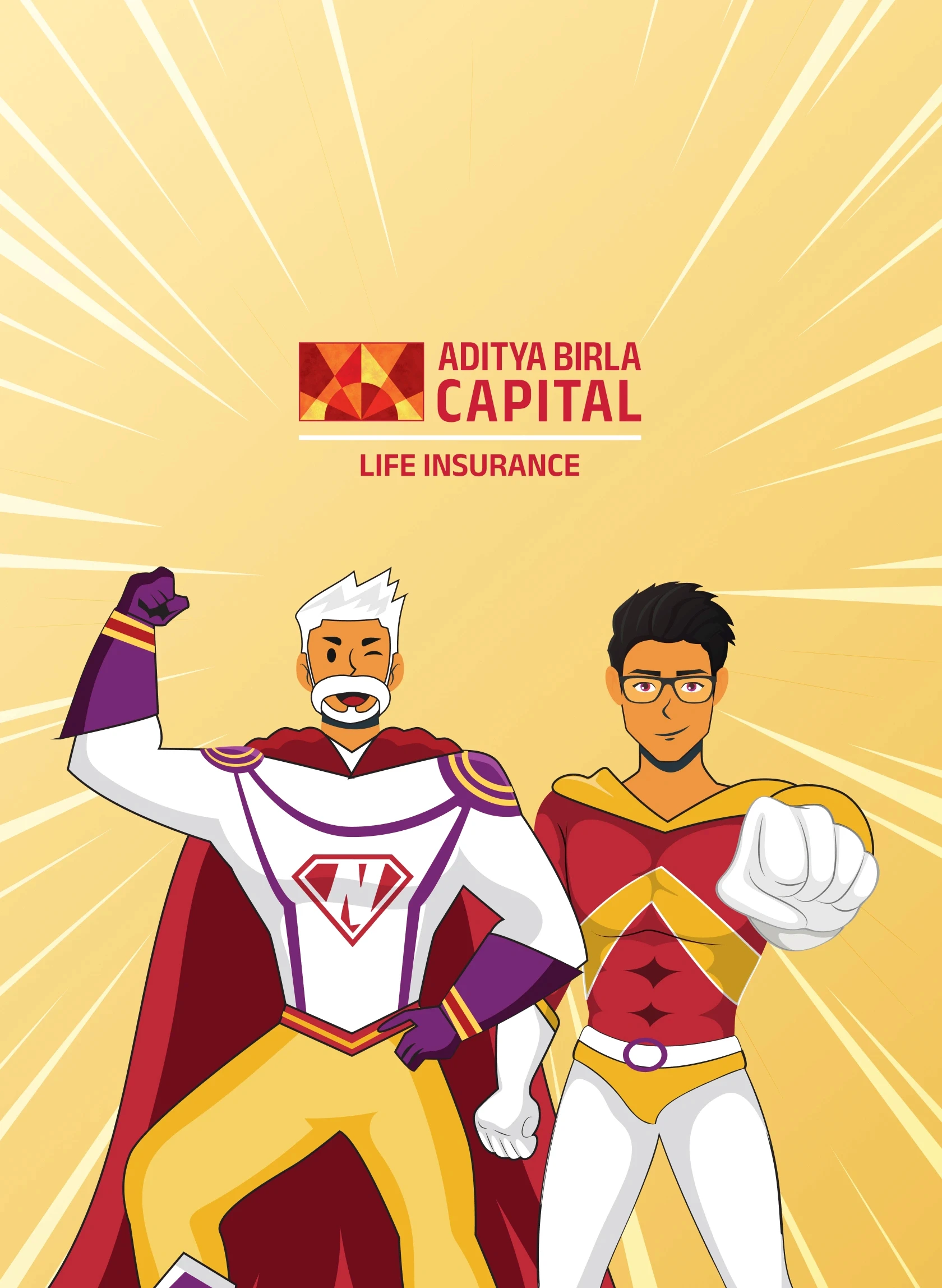 Aditya Birla Capital comic campaign comic campaign case study - hero visual, abstrct design