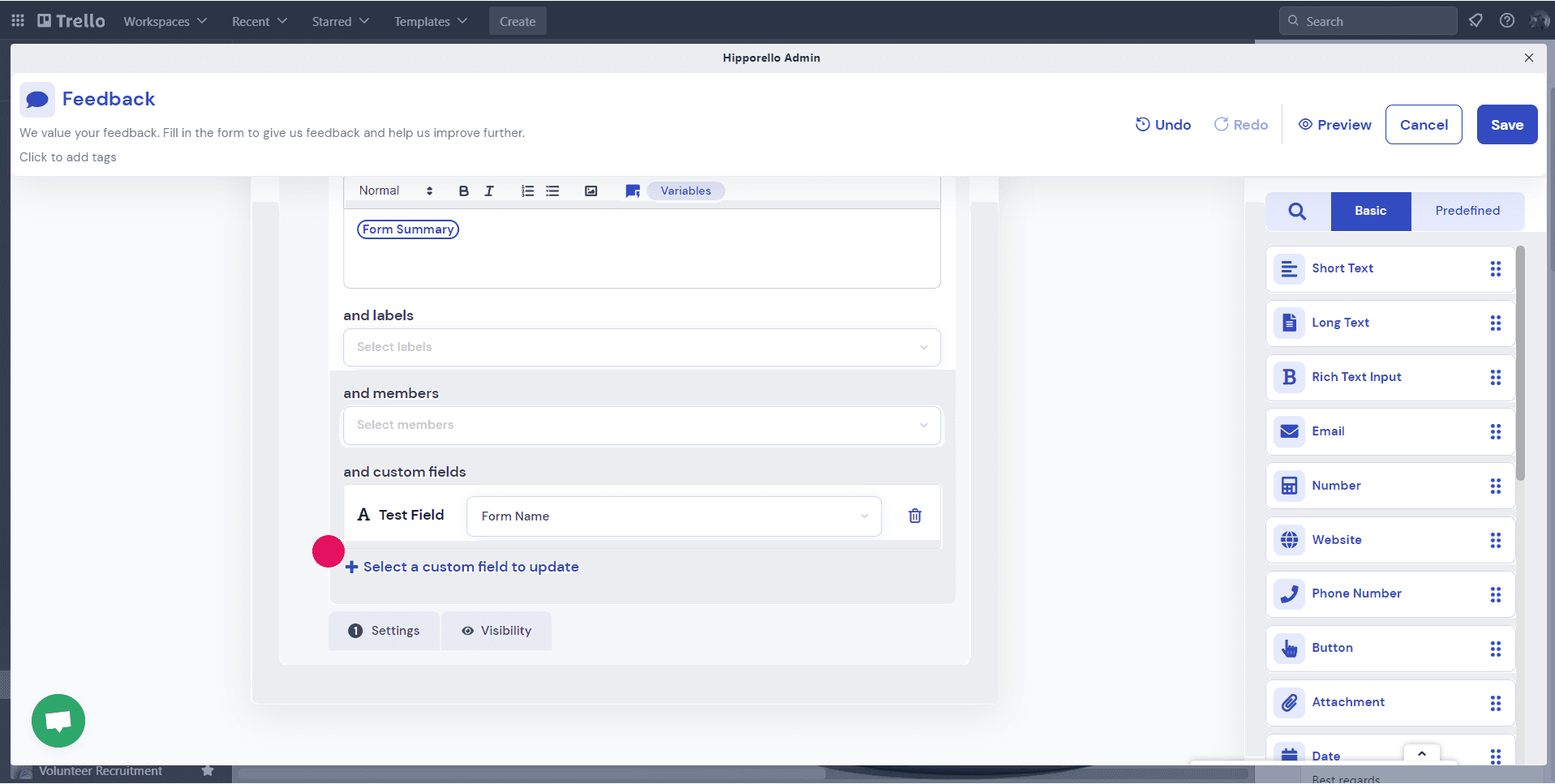 Trello custom field support in forms