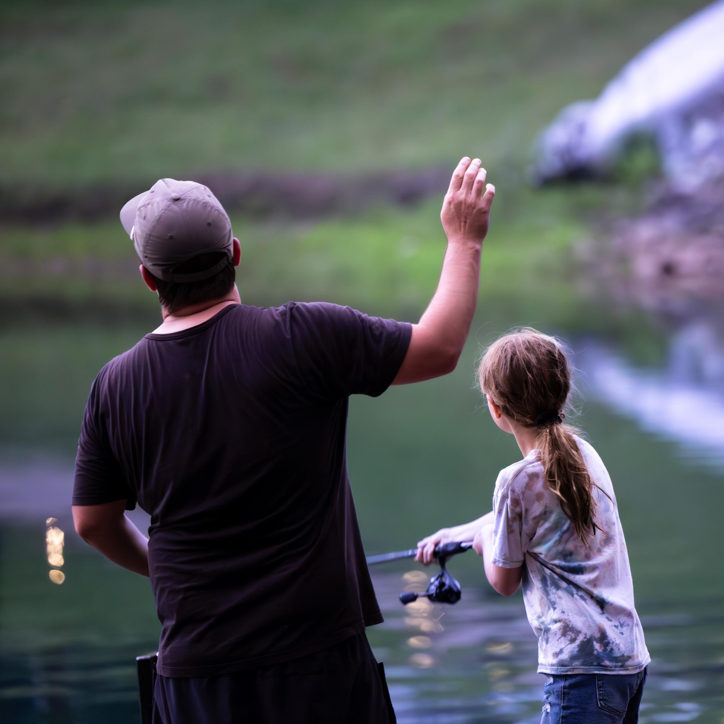 Lake Keowee - Josie Gets a Fishing Lesson from Uncle Gary