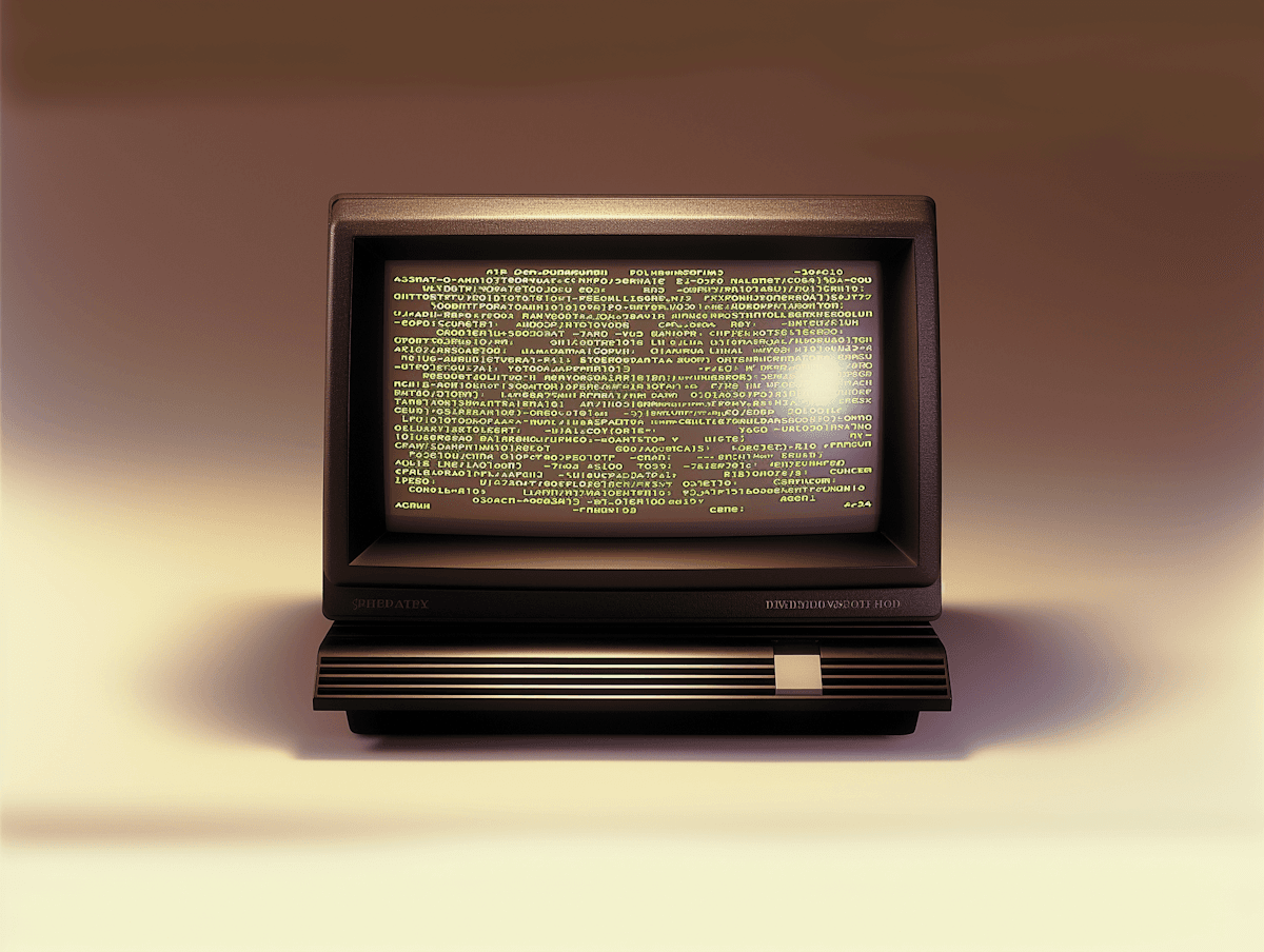 Vintage Computer Monitor with Green Text