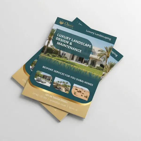 Folded brochure design mockup on a neutral background