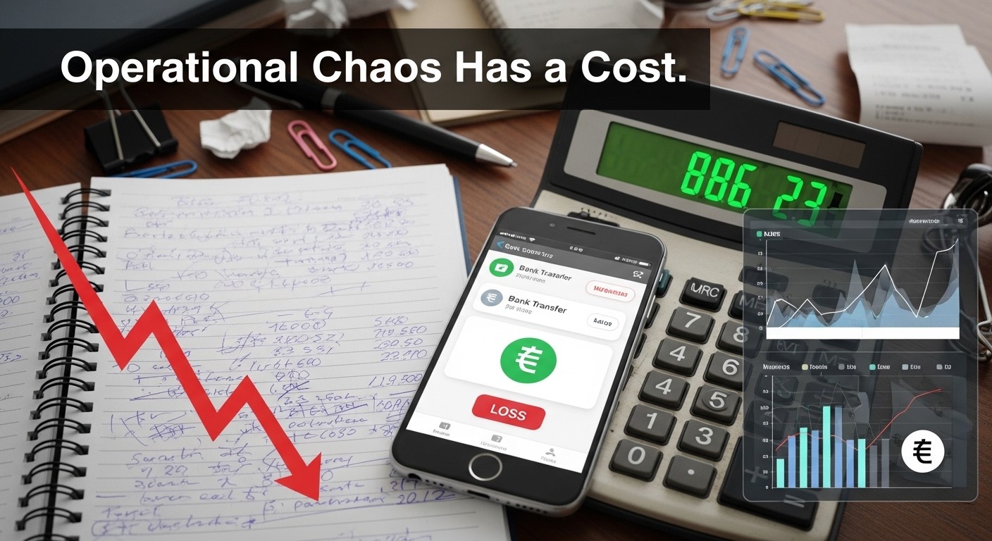 Notebook with messy financial records