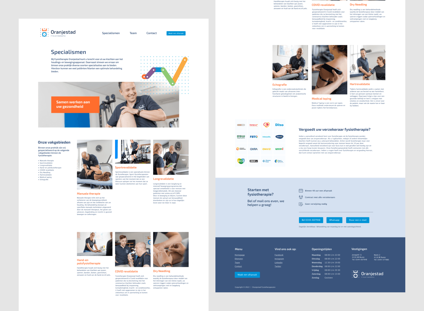 Oranjestad Buren Fysiotherapie UX UI Design Website by Freelance UX UI Designer MrUpside Michiel-Nagtegaal
