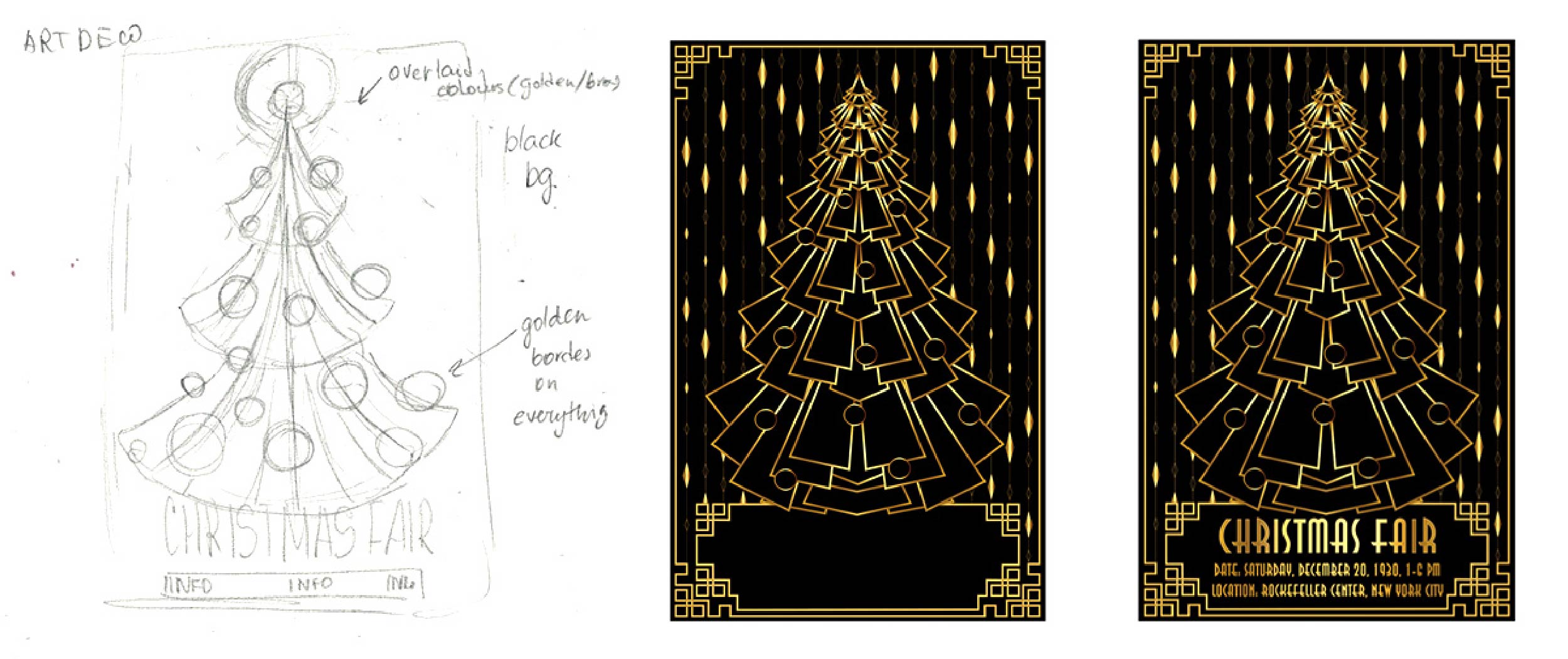 sketch to art to final design of the poster