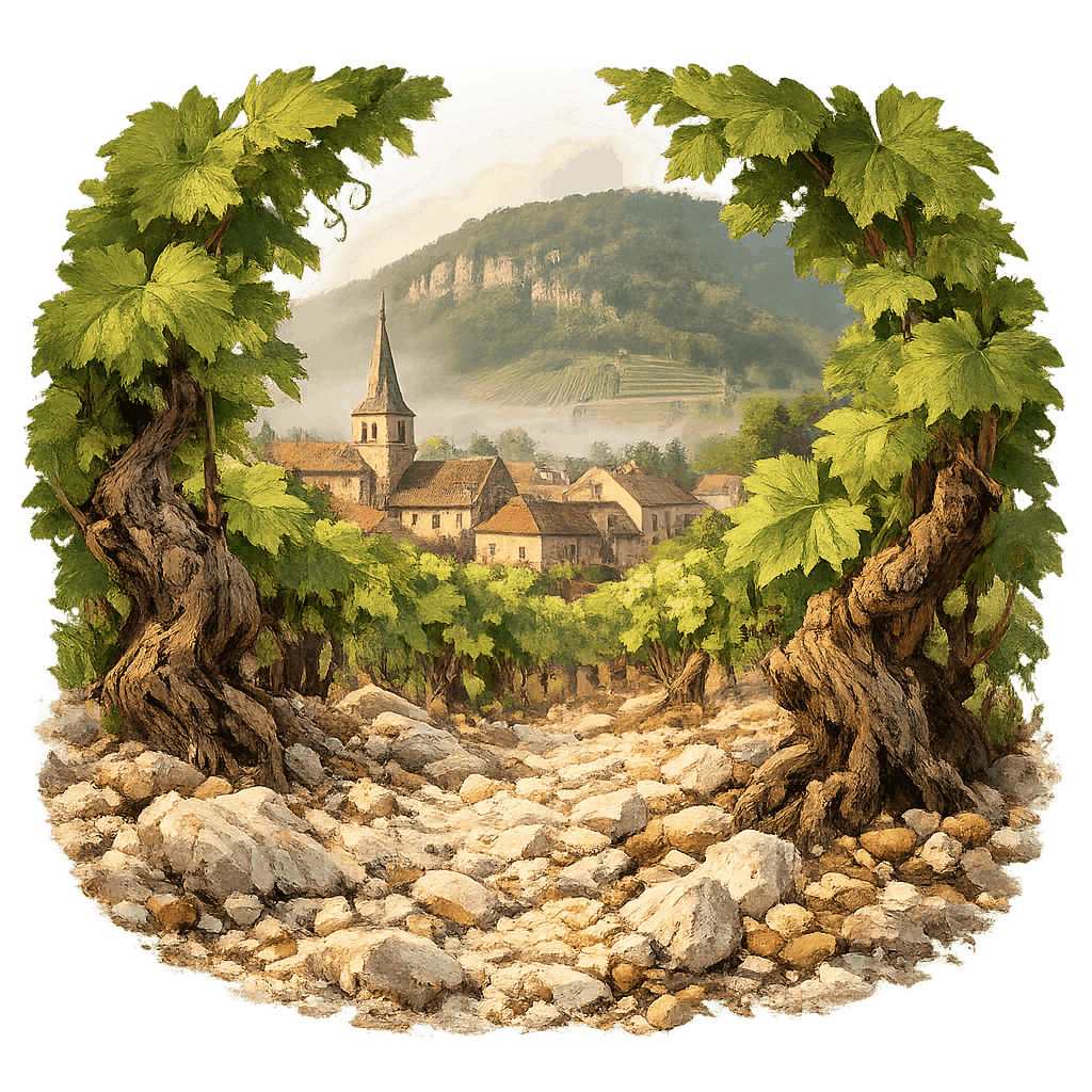 Detailed graphic of the Pernand-Vergelesses wine region.