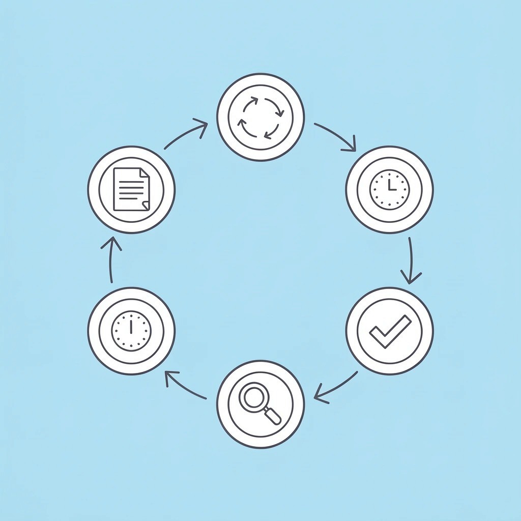 Circular diagram showing the repeating cycle of reactive document creation leading back to urgent deadlines