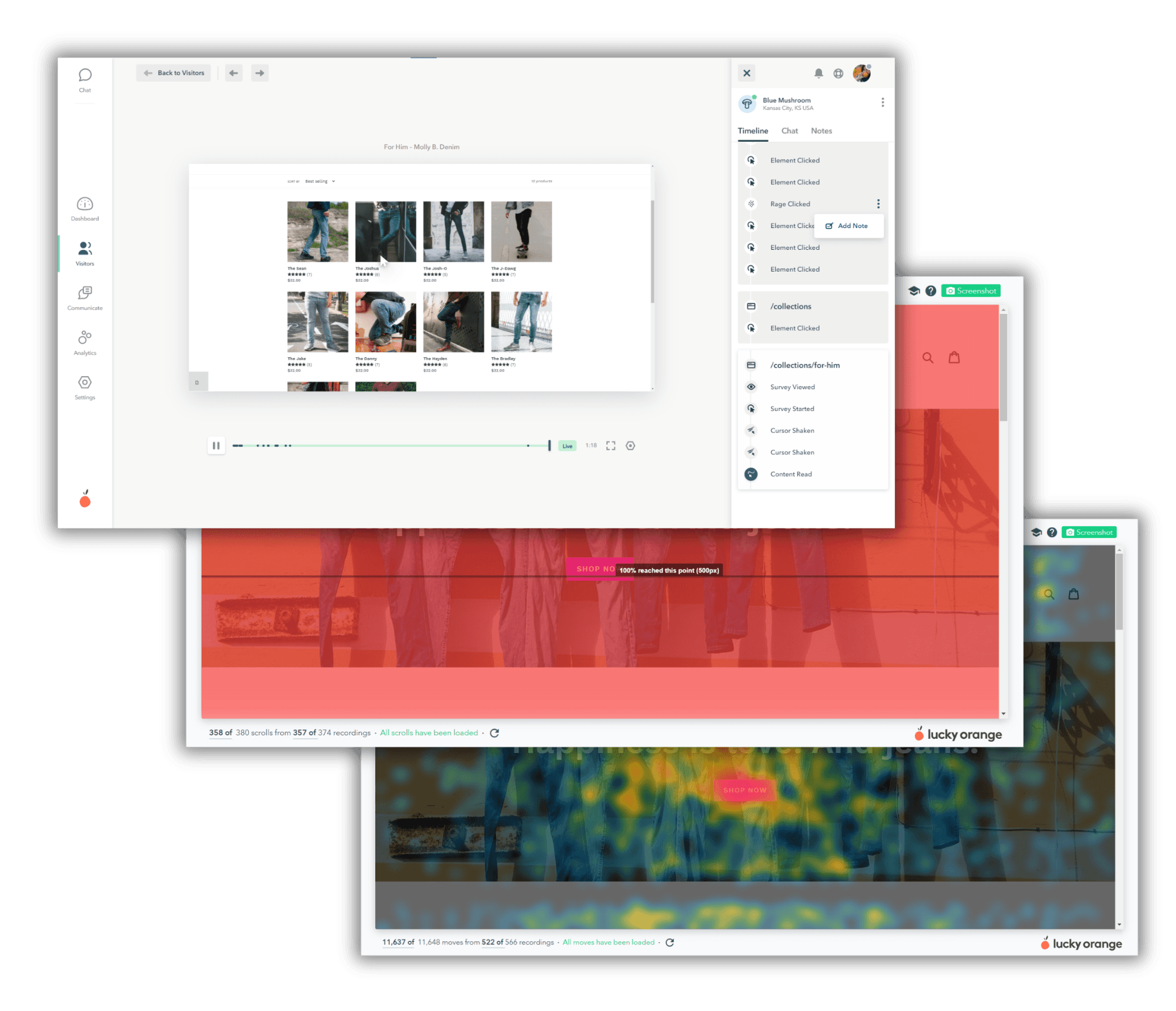 Lucky Orange Session Recordings and Heatmaps Demo