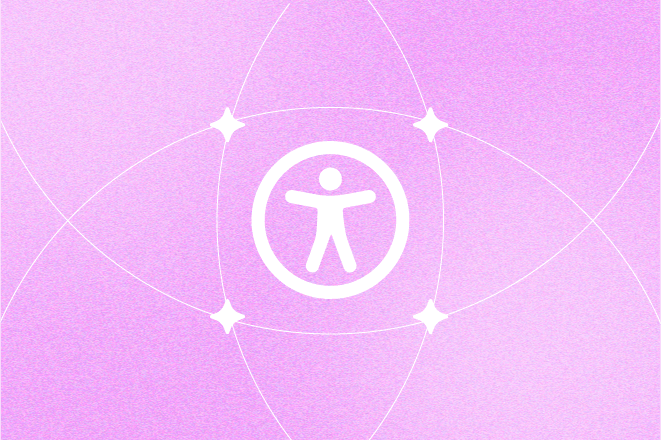An accessibility icon in the center of four concentric overlapping circles