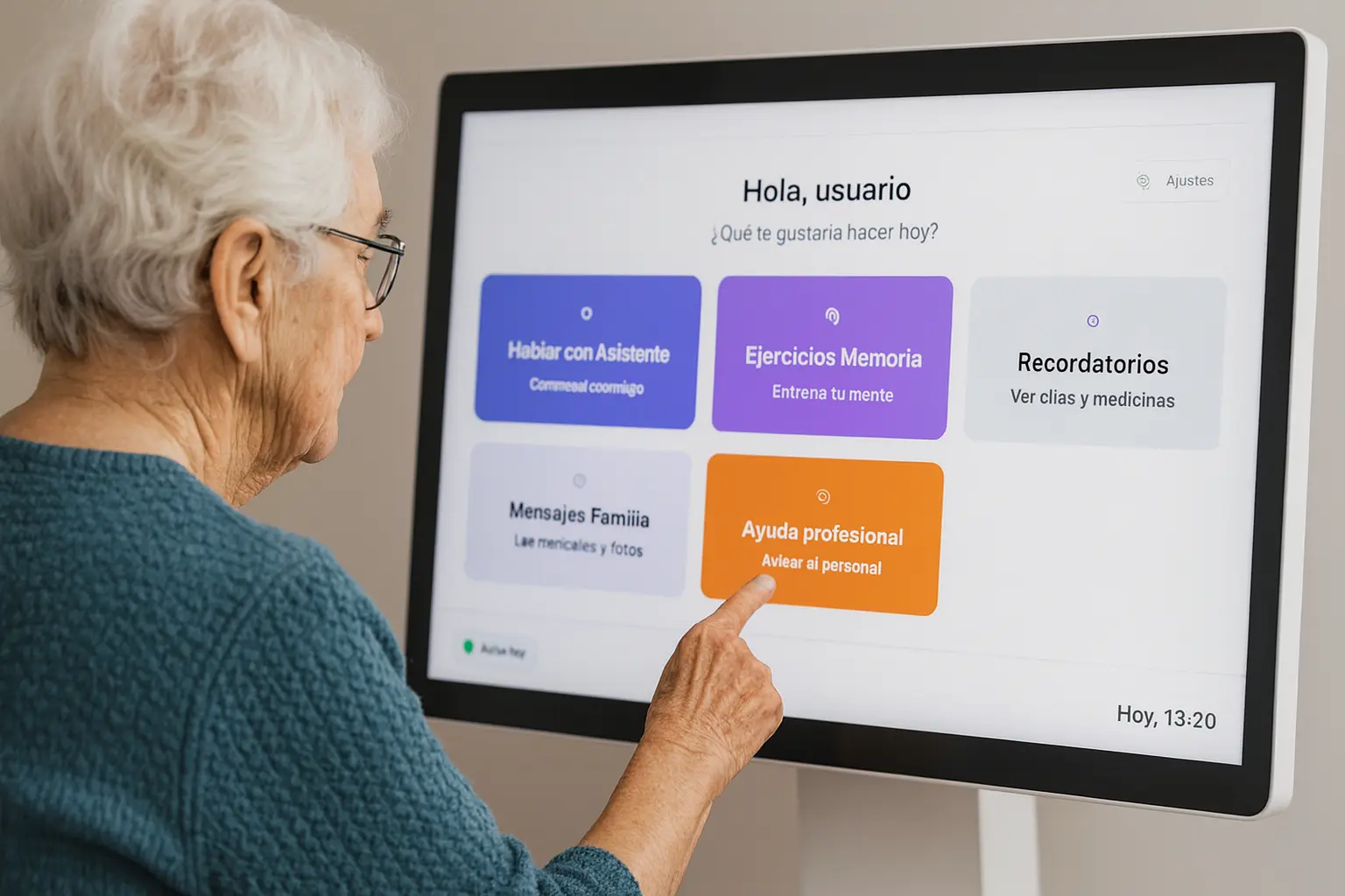 Mujer mayor usando el aplicativo