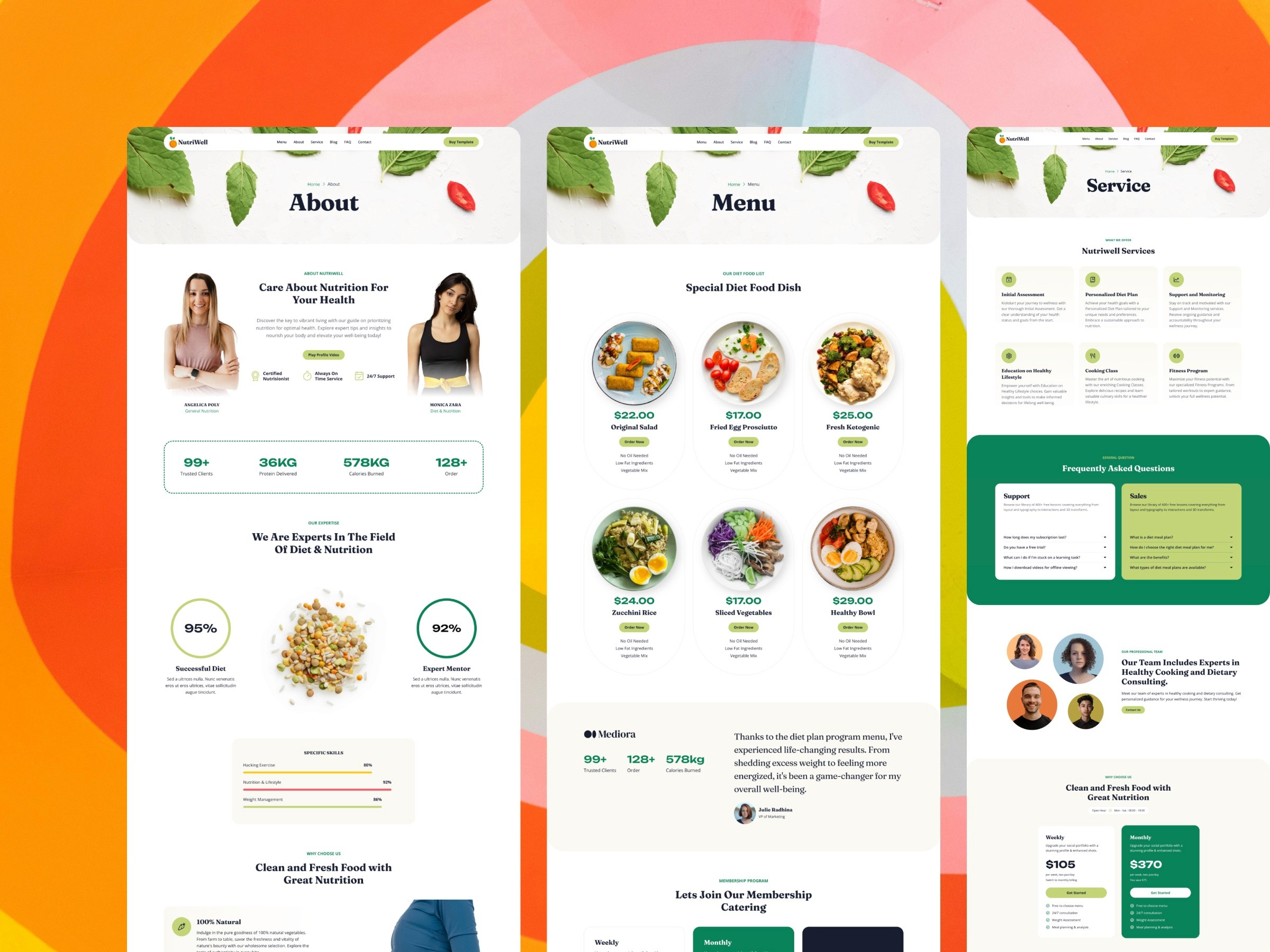 Nutriwell — 现代网格布局餐饮品牌网站设计灵感
