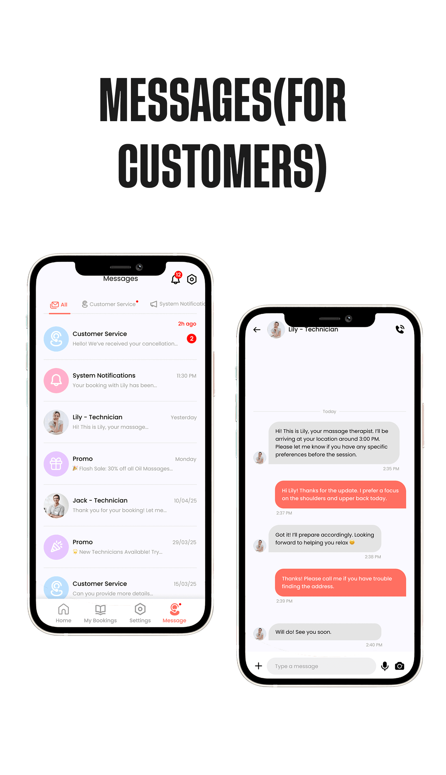 Messages Screens (For Customers))